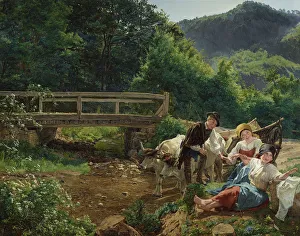 Peasant Girl Prints: Reconciliation at the Bridge, 1864