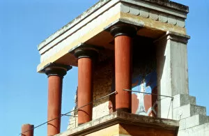 Minoan Gallery: Reconstructed balustrade west front of the Palace of Knossos, Crete, c1400 BC