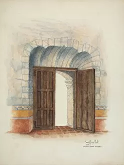 Double Door Gallery: Reconstruction of Interior, 1937. Creators: Geoffrey Holt, Harry Mann Waddell