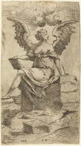 Judaic Prints: The Recording Angel, 1542. Creator: Master RG