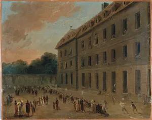 Yard Prints: Recreation for prisoners in Saint-Lazare: the ball game, c1794. Creator: Unknown