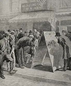 Preparation Prints: Recruiting office in New York by means of posters