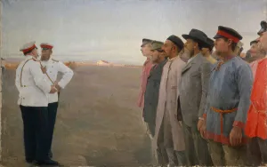 The recruitment, 1904. Artist: Popov, Lukian Vasilyevich (1873-1914) The recruitment, 1904. Artist: Popov, Lukian Vasilyevich (1873-1914)