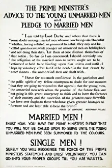 Recruitment Poster The Prime Ministers Advise to the Young Unmarried Men and Pledge