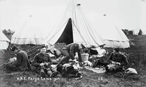 Army Camp Prints: Recruits, Aldershot, H.A.C. Fargo Camp. 1914, 1914. Creator: Bain News Service