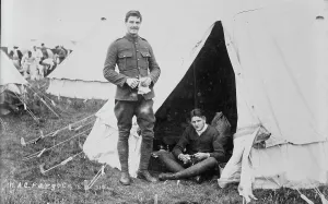 Army Camp Prints: Recruits, Aldershot, H.A.C. Fargo Camp. 1914, 1914. Creator: Bain News Service