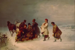 The Recruits Farewell, 1860. Artist: Sokolov, Ivan Ivanovich (1823-1918) The Recruits Farewell, 1860. Artist: Sokolov, Ivan Ivanovich (1823-1918)