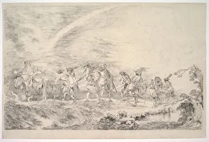 Itinerant Prints: Recruits Going to Join the Regiment, ca. 1715-16. Creator: Jean-Antoine Watteau