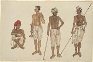Four Recruits in White Dhotis, page from the Fraser Album, Company School, c. 1815/16 Four Recruits in White Dhotis, page from the Fraser Album, Company School, c. 1815/16