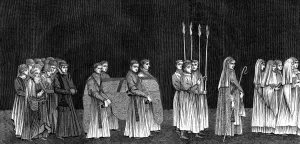 A Bisson Prints: Rector of the university and a procession of monks of Saint-Victors Abbey