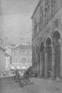 Hodder Stoughton Prints: The Rectors Palace and the Public Square at Ragusa, 1913. Artist: Jules Guerin