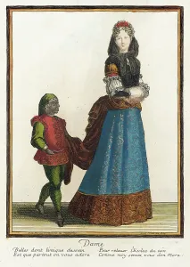 Hand Warmer Prints: Recueil des modes de la cour de France, Dame, Bound 1703-1704. Creator: Henri Bonnart