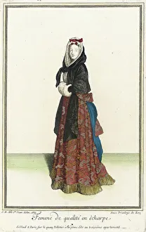 Recueil des modes de la cour de France, Femme de Qualité en Êcharpe, 1683. Creator: Jean de Dieu