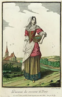 Recueil des modes de la cour de France, Paisanne des Environs de Paris, between c1678 and c1693. Creator: Jean de Dieu