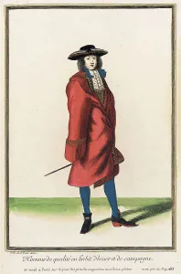 Recueil des modes de la cour de France, Homme de Qualité en Habit d'Hiuer et de Campagne, 1683. Creator: Jean de Dieu