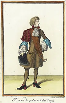 Recueil des modes de la cour de France, Homme de Qualité en Habit d'Espée, 1683. Creator: Jean de Dieu