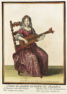 Recueil des modes de la cour de France, Dame de Qualité en Habit de Chambre, Bound 1703-1704;. Creator: Henri Bonnart