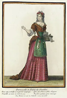 Recueil des modes de la cour de France, Damoiselle en Habit de Chambre, Bound 1703-1704. Creator: Henri Bonnart