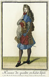 Recueil des modes de la cour de France, Homme de Qualite en Habit d'Êpée, between c1683 and c1688. Creator: Nicolas Arnoult