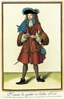 Recueil des modes de la cour de France, Homme de Qualité en Habit d'Esté, 1687. Creator: Nicolas Arnoult