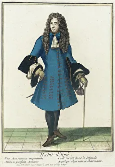 Recueil des modes de la cour de France, Habit d'Epée, between c1680 and c1690. Creator: Nicolas Bonnart
