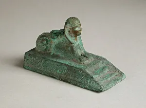Ptolemaic Prints: Recumbent Sphinx Figurine on a Stepped Platform