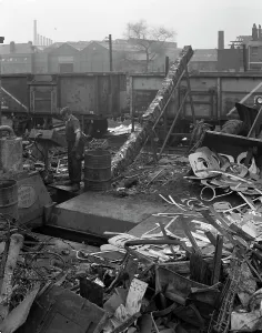 Recycling Prints: Recycling scrap, Rotherham, South Yorkshire, 1965. Artist: Michael Walters