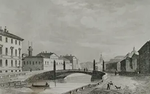 Red Bridge, Saint Petersburg, Russia, 1839. Creator: Samuel Cholet