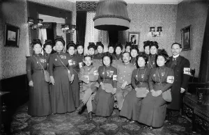 Armband Prints: Red Cross nurses & doctors from Japan going to Europe, 1915. Creator: Bain News Service