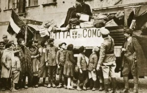 Como Gallery: Red Cross supplies for war victims in Como, Italy, World War I, c1914-c1918. Artist