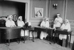 Humanitarian Aid Prints: Red Cross workers, between c1915 and c1920. Creator: Bain News Service