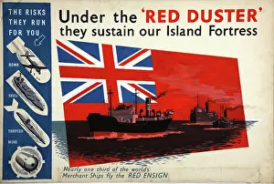 Shipping Prints: Under the Red Duster they sustain our Island Fortres... WWII poster, between 1939 and 1946