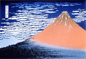 Cone Prints: Red Fuji, 1823-1831. Artist: Hokusai