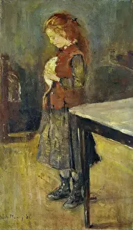 1886 Prints: Red-Haired Girl with White Rat, 1886. Creator: Edvard Munch