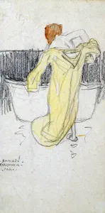 Red-headed Woman ... in the Bathroom, c1900-1917. Artist: Raphael Kirchner Red-headed Woman ... in the Bathroom, c1900-1917. Artist: Raphael Kirchner