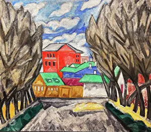 Cubo Futurism Prints: Red House, 1910. Creator: Rozanova, Olga Vladimirovna (1886-1918)