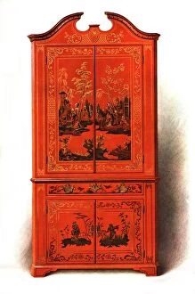 A History Of English Furniture Gallery: Red Lacquer Cabinet, 1907 (1908). Creator: Shirley Slocombe