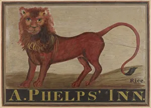 Folk Art Prints: Red Lion Inn Sign, c. 1939. Creator: Martin Partyka
