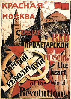 Red Moscow Heart of World Revolution, poster, 1921