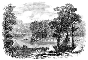 Settlement Prints: The Red River Expedition: camp at Malawin Bridge, 1871. Creator: Unknown