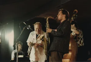Red Rodney and Chris Potter, North Sea Jazz Festival, The Hague, Netherlands, 1991. Creator: Brian Foskett