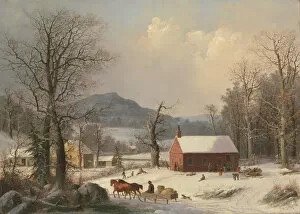 Red School House (Country Scene), 1858. Creator: George Henry Durrie