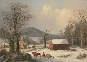 Red School House (Country Scene), 1858. Creator: George Henry Durrie Red School House (Country Scene), 1858. Creator: George Henry Durrie