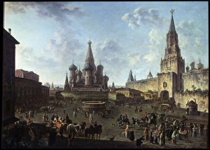 Alexeev Collection: The Red Square in Moscow, 1801. Artist: Fyodor Yakovlevich Alexeev