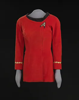 Dresses Prints: Red Starfleet uniform worn by Nichelle Nichols as Lt. Uhura on Star Trek, 1966-1967