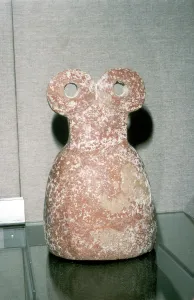 Idolatry Prints: Red terracotta Eye Idol, Tell Brak, N. Syria, Chalcolithic period, 3300 -3000 BC