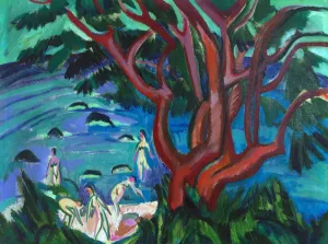 Kirchner Prints: Red tree at the beach, 1913. Creator: Kirchner, Ernst Ludwig (1880-1938)