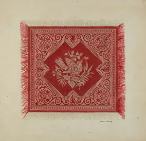 Animal Motif Prints: Red and White Table Napkin, c. 1939. Creator: Merkley, Arthur G
