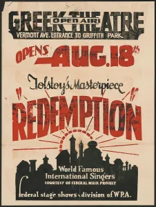 Tolstoy Leo Graf Prints: Redemption, Los Angeles, [193-]. Creator: Unknown