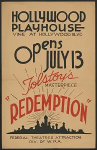 Tolstoy Leo Graf Prints: Redemption, Los Angeles, [193-]. Creator: Unknown